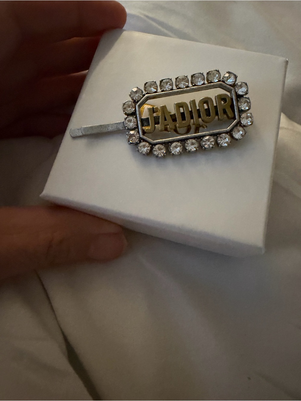 Dior J'Adior Crystal-Trim Hair Slide in Gold & Silver